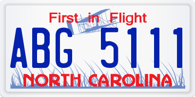 NC license plate ABG5111