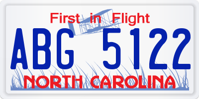 NC license plate ABG5122
