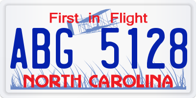 NC license plate ABG5128