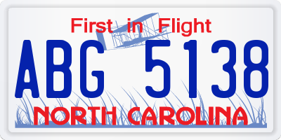 NC license plate ABG5138