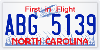NC license plate ABG5139