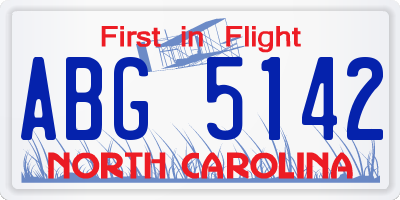 NC license plate ABG5142