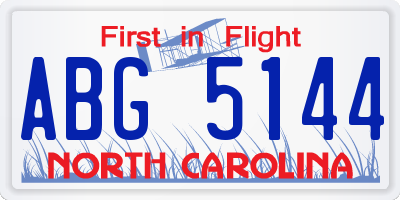 NC license plate ABG5144
