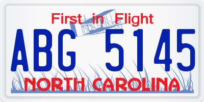 NC license plate ABG5145