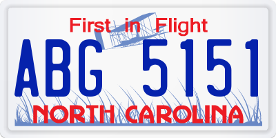 NC license plate ABG5151