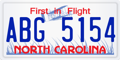 NC license plate ABG5154