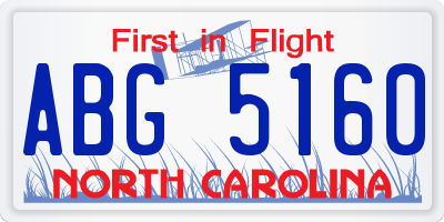 NC license plate ABG5160