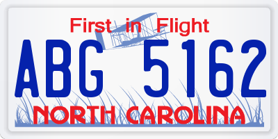 NC license plate ABG5162