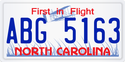 NC license plate ABG5163
