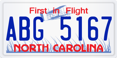 NC license plate ABG5167