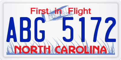 NC license plate ABG5172