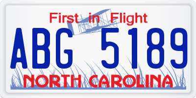 NC license plate ABG5189