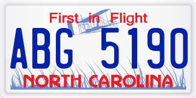NC license plate ABG5190