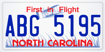 NC license plate ABG5195