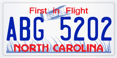 NC license plate ABG5202
