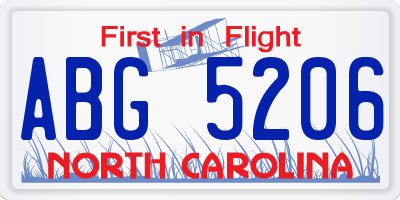 NC license plate ABG5206