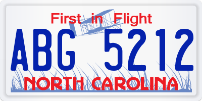 NC license plate ABG5212