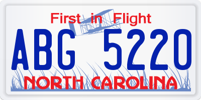 NC license plate ABG5220