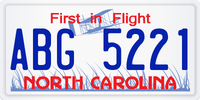 NC license plate ABG5221