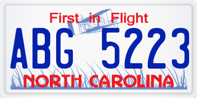 NC license plate ABG5223