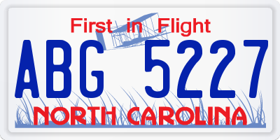 NC license plate ABG5227
