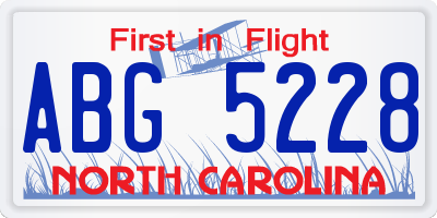 NC license plate ABG5228