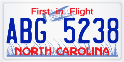 NC license plate ABG5238