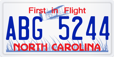 NC license plate ABG5244