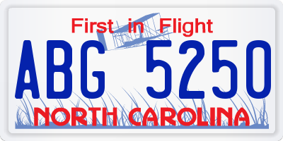 NC license plate ABG5250