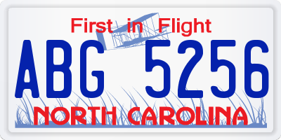 NC license plate ABG5256