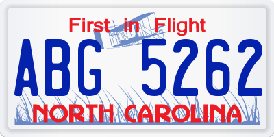 NC license plate ABG5262