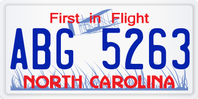 NC license plate ABG5263