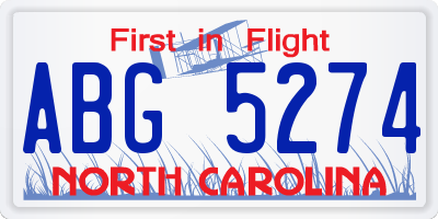 NC license plate ABG5274