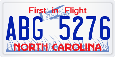 NC license plate ABG5276