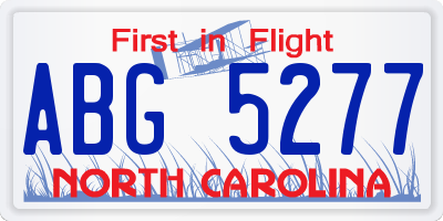 NC license plate ABG5277