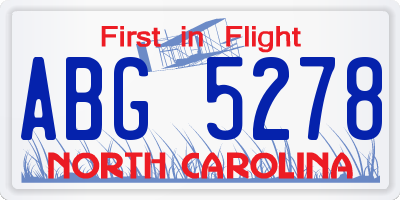 NC license plate ABG5278