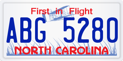 NC license plate ABG5280