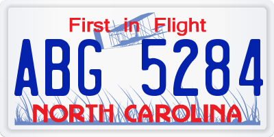 NC license plate ABG5284