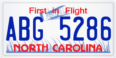 NC license plate ABG5286