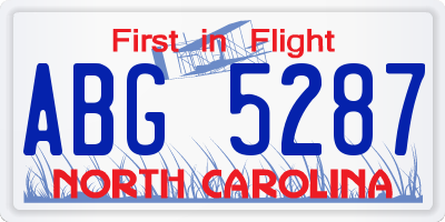 NC license plate ABG5287