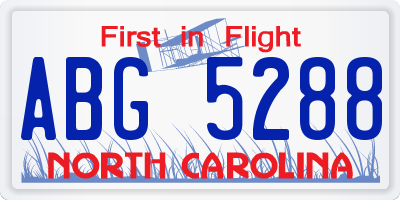 NC license plate ABG5288
