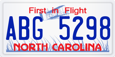 NC license plate ABG5298