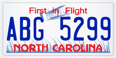NC license plate ABG5299