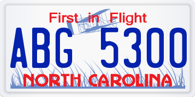 NC license plate ABG5300