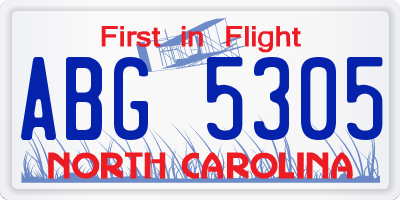 NC license plate ABG5305