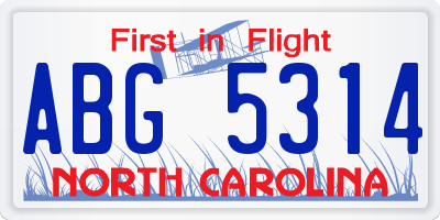 NC license plate ABG5314