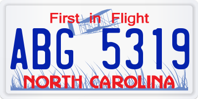 NC license plate ABG5319