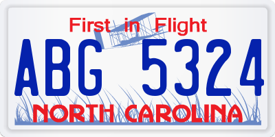 NC license plate ABG5324
