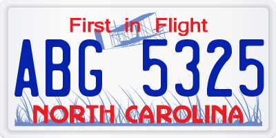 NC license plate ABG5325