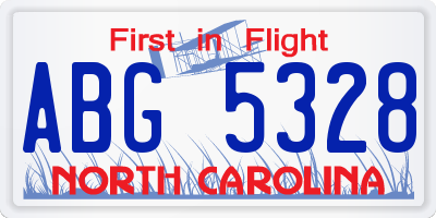 NC license plate ABG5328